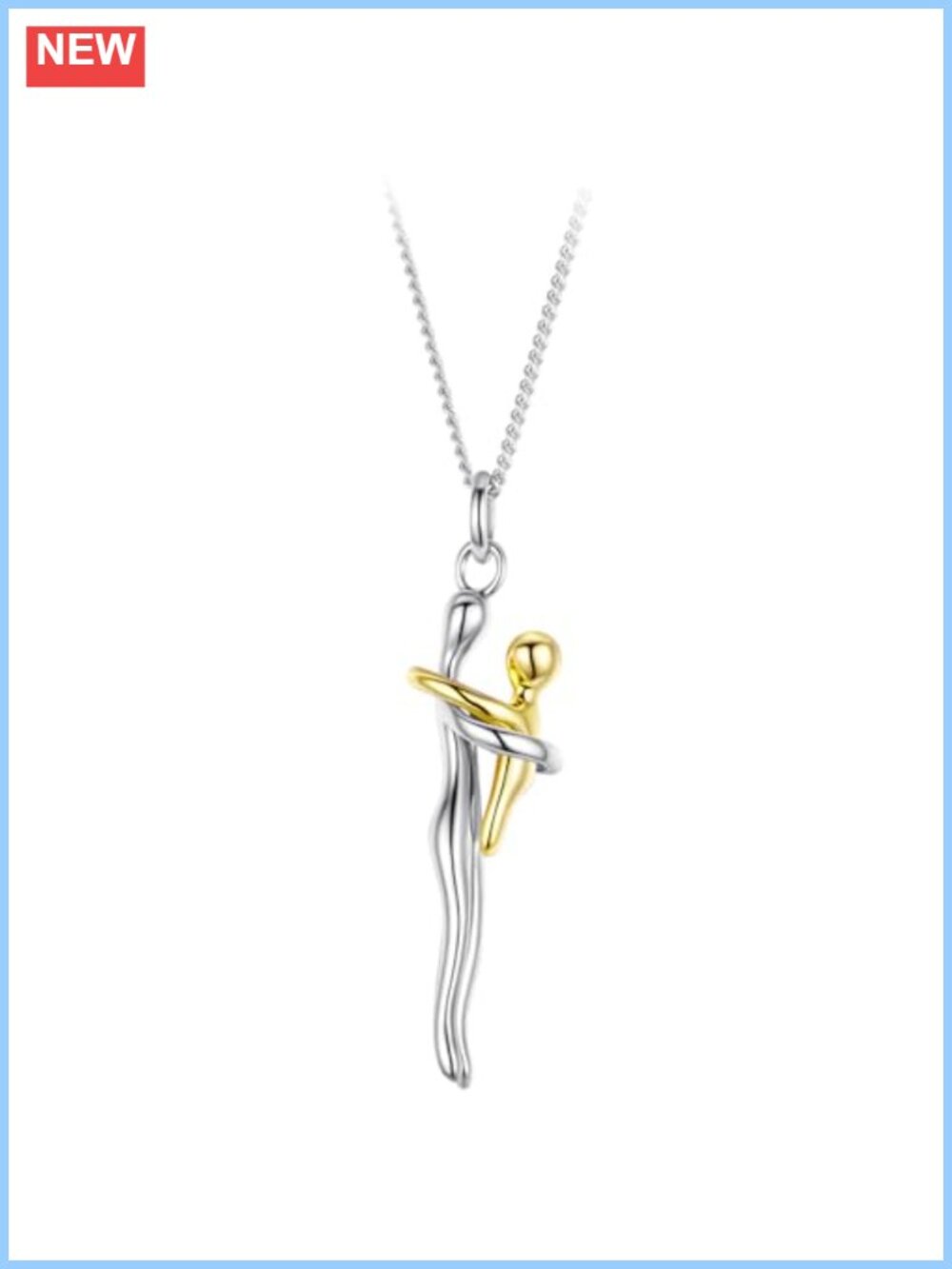 925 Sterling Silver Mother Child Hug Necklace Mom Pendant Adjustable Chain